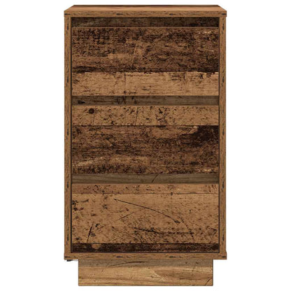 Nachtkastje met LED-verlichting 38x34x65 cm oud hout