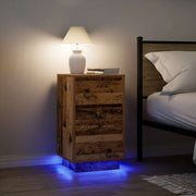 Nachtkastje 38x34x65 cm oud hout LED