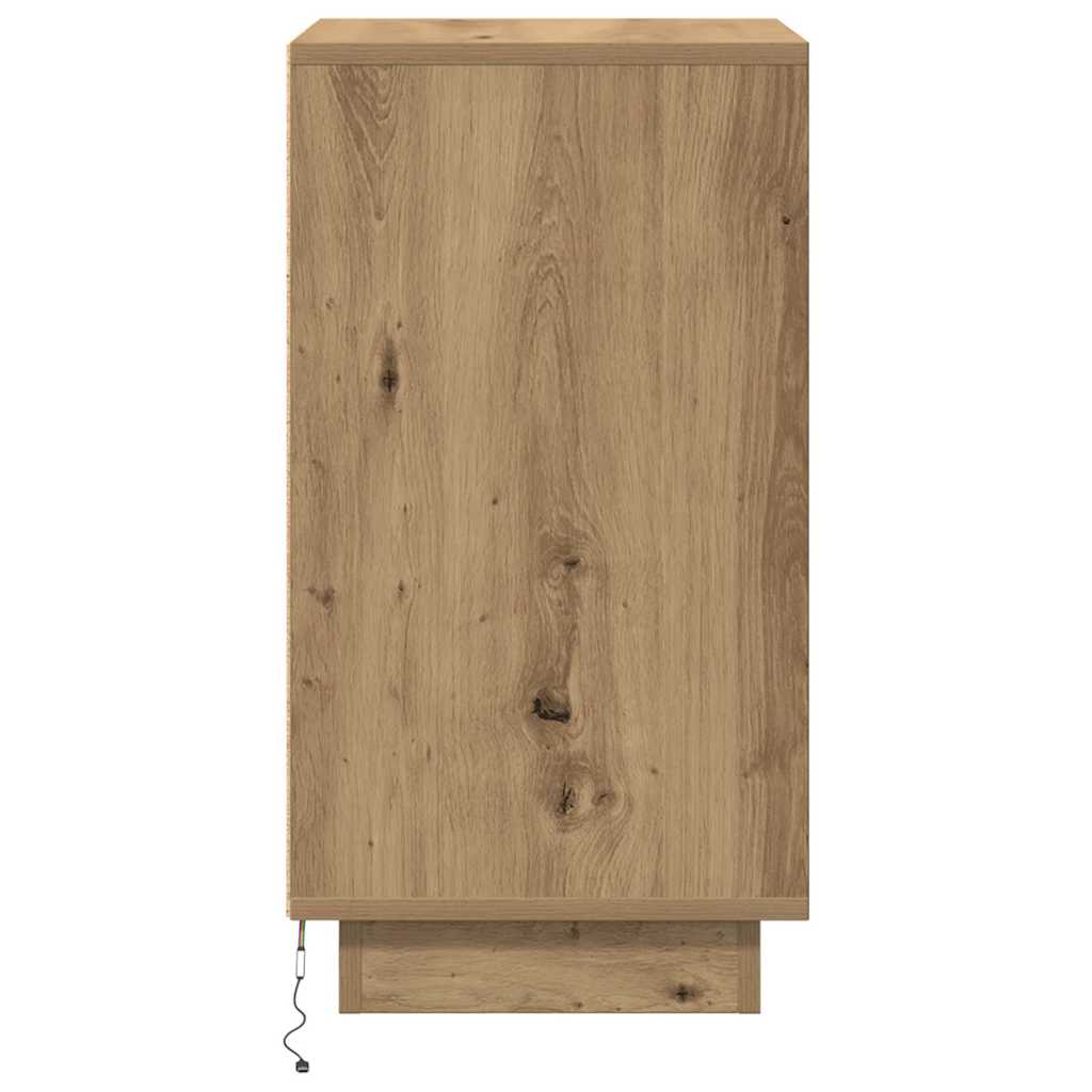 Nachtkastje met LED-verlichting 38x34x65 cm artisanaal eiken