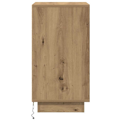 Nachtkastje met LED-verlichting 38x34x65 cm artisanaal eiken