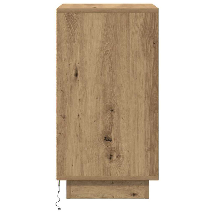 Nachtkastje met LED-verlichting 38x34x65 cm artisanaal eiken