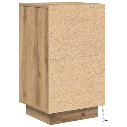 Nachtkastje met LED-verlichting 38x34x65 cm artisanaal eiken