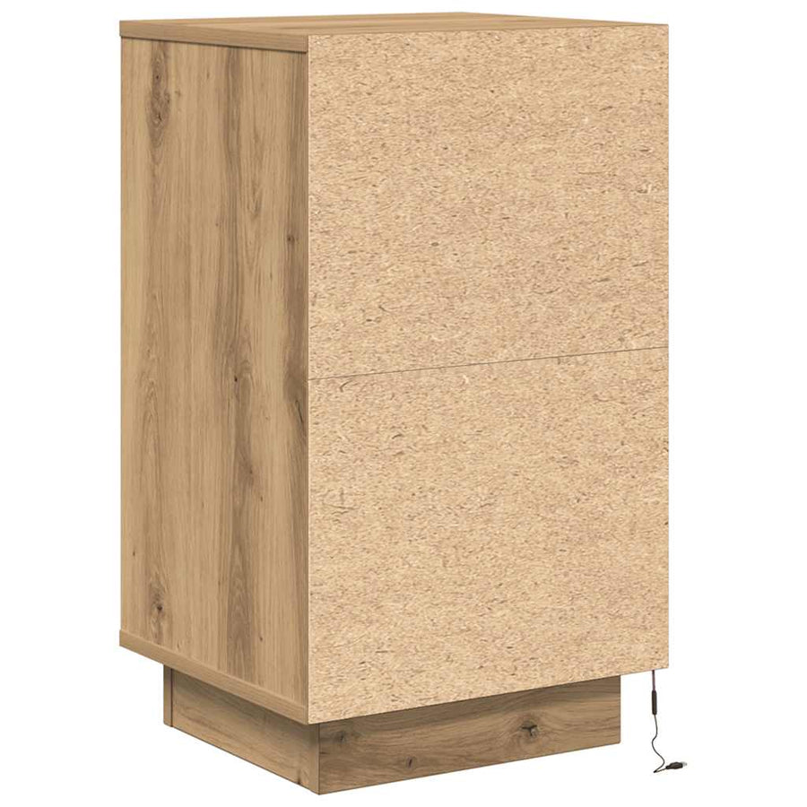Nachtkastje met LED-verlichting 38x34x65 cm artisanaal eiken