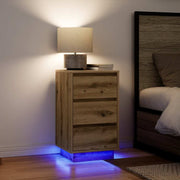 Nachtkastje 38x34x65 cm artisanaal eiken met LED