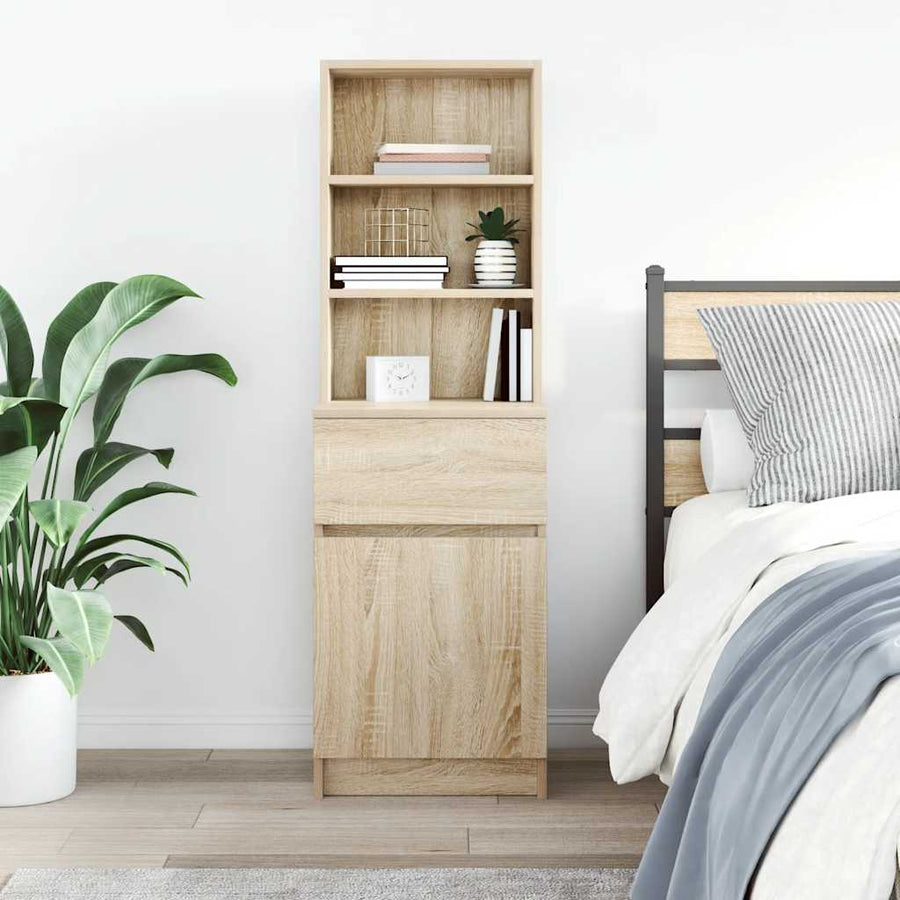 Nachtkastje 39x35x125 cm bewerkt hout sonoma eikenkleurig