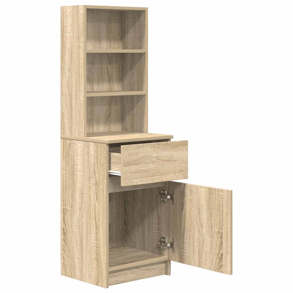 Nachtkastje 39x35x125 cm bewerkt hout sonoma eikenkleurig