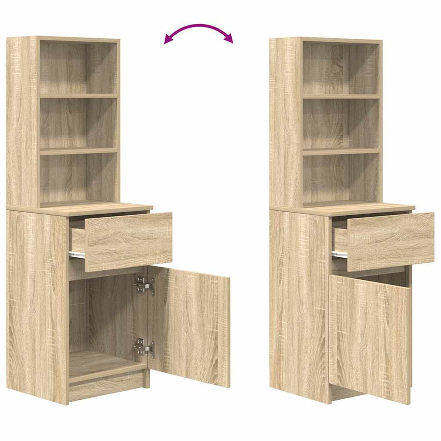 Nachtkastje 39x35x125 cm bewerkt hout sonoma eikenkleurig