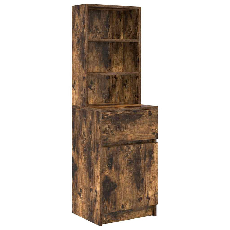 Nachtkastje 39X35X125 Cm Bewerkt Hout Kleurig Gerookt eiken