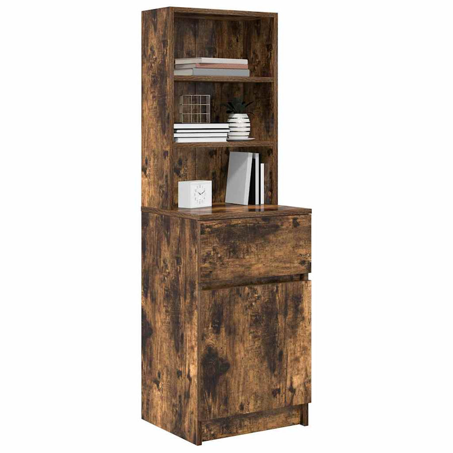 Nachtkastje 39X35X125 Cm Bewerkt Hout Kleurig Gerookt eiken