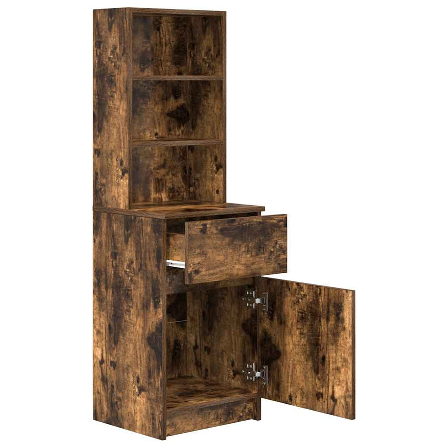 Nachtkastje 39X35X125 Cm Bewerkt Hout Kleurig Gerookt eiken