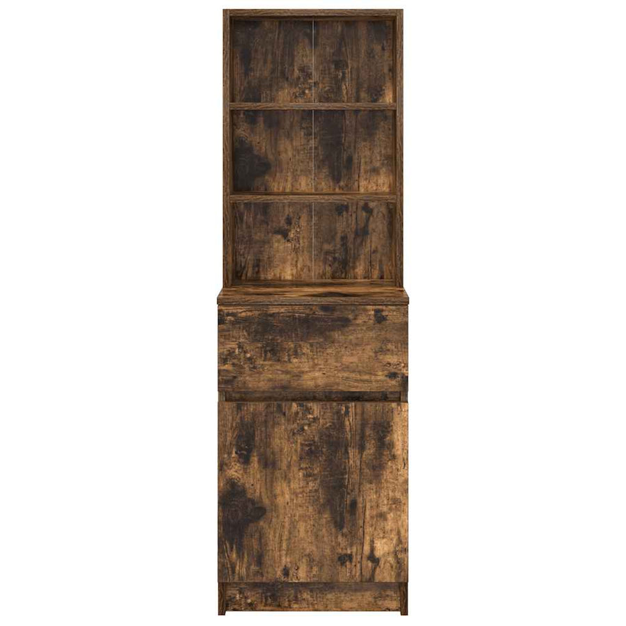 Nachtkastje 39X35X125 Cm Bewerkt Hout Kleurig Gerookt eiken