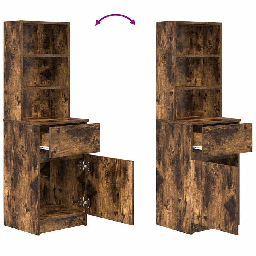 Nachtkastje 39X35X125 Cm Bewerkt Hout Kleurig Gerookt eiken