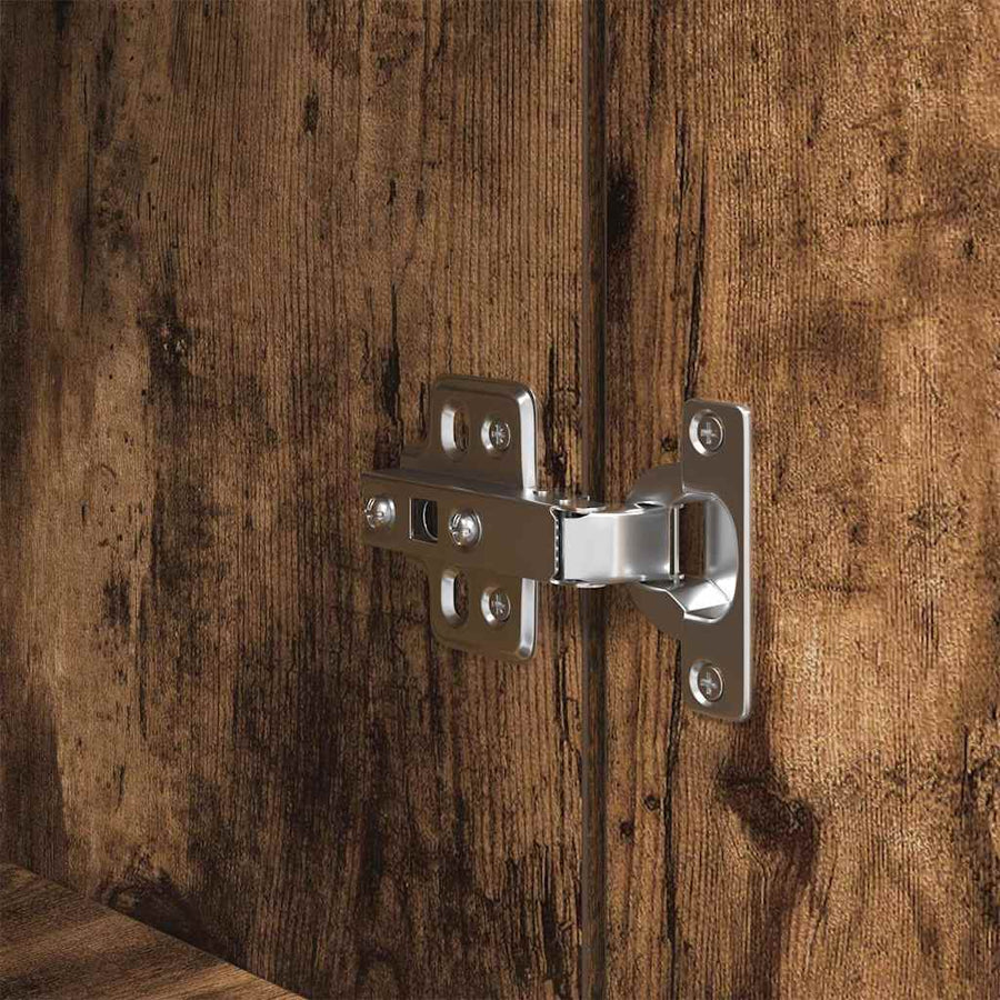 Nachtkastje 39X35X125 Cm Bewerkt Hout Kleurig Gerookt eiken