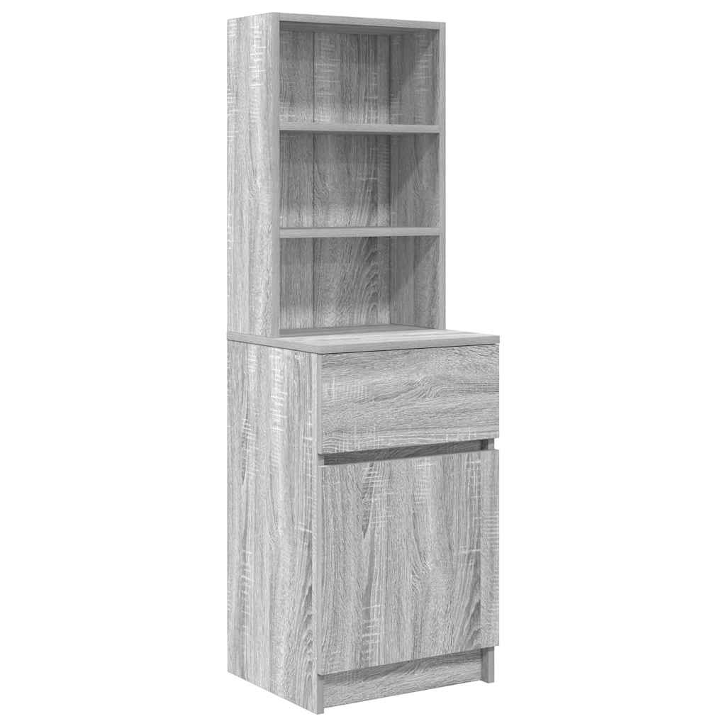 Nachtkastje 39X35X125 Cm Bewerkt Hout Eikenkleurig Grijs sonoma