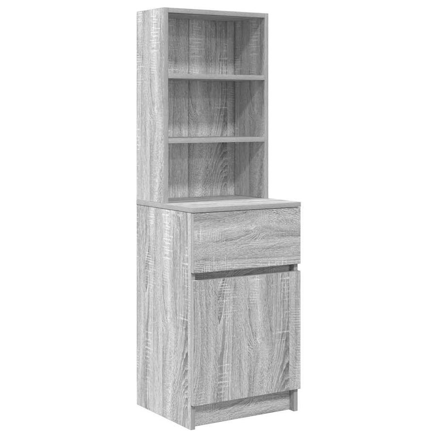 Nachtkastje 39X35X125 Cm Bewerkt Hout Eikenkleurig Grijs sonoma
