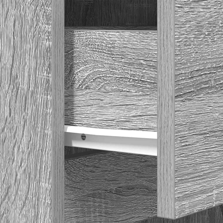 Nachtkastje 39X35X125 Cm Bewerkt Hout Eikenkleurig Grijs sonoma