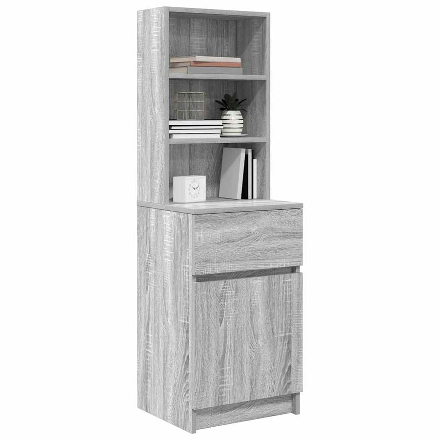 Nachtkastje 39X35X125 Cm Bewerkt Hout Eikenkleurig Grijs sonoma