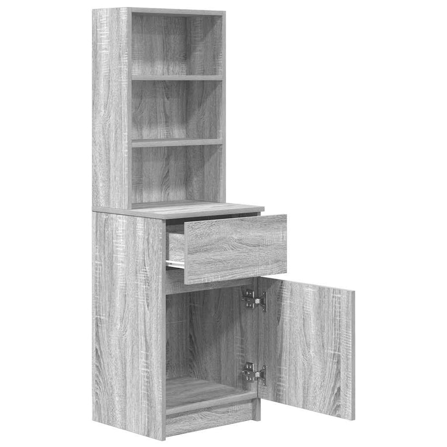 Nachtkastje 39X35X125 Cm Bewerkt Hout Eikenkleurig Grijs sonoma