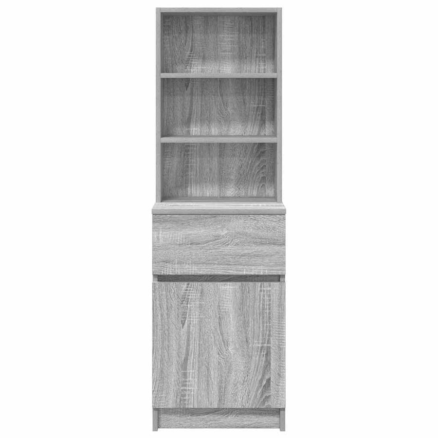 Nachtkastje 39X35X125 Cm Bewerkt Hout Eikenkleurig Grijs sonoma