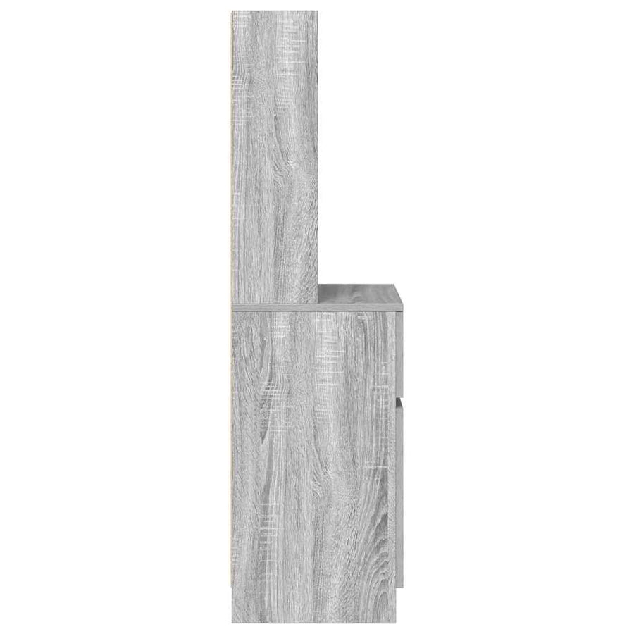 Nachtkastje 39X35X125 Cm Bewerkt Hout Eikenkleurig Grijs sonoma