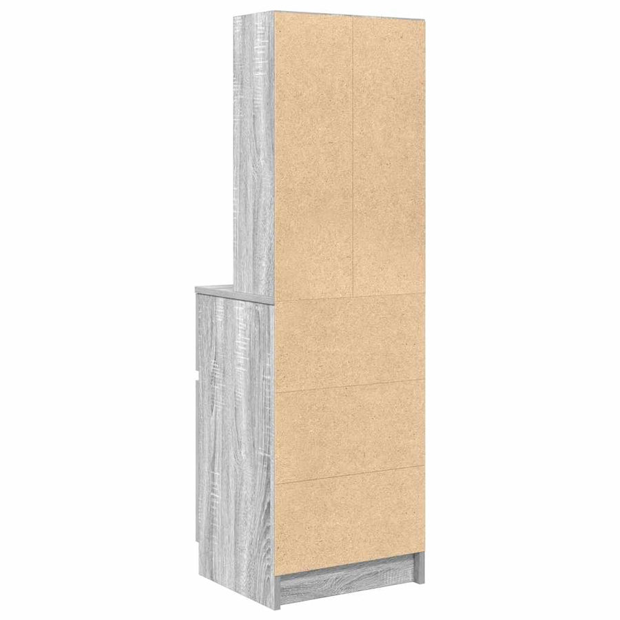 Nachtkastje 39X35X125 Cm Bewerkt Hout Eikenkleurig Grijs sonoma