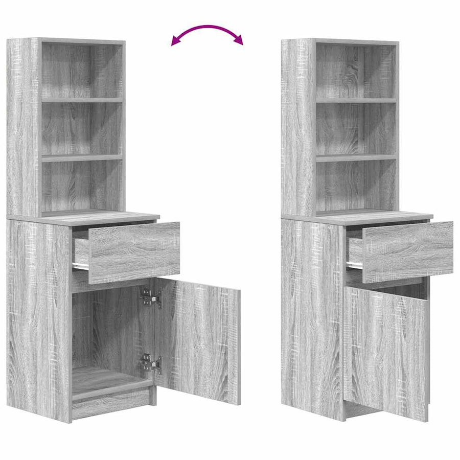 Nachtkastje 39X35X125 Cm Bewerkt Hout Eikenkleurig Grijs sonoma