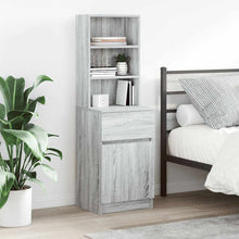 Nachtkastje 39X35X125 Cm Bewerkt Hout Eikenkleurig Grijs sonoma