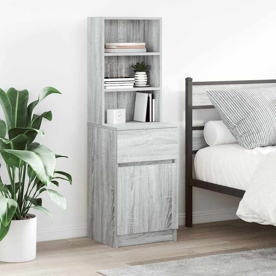 Nachtkastje 39X35X125 Cm Bewerkt Hout Eikenkleurig Grijs sonoma