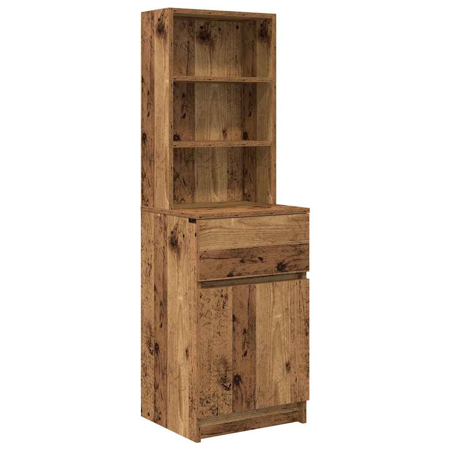 Nachtkastje 39x35x125 cm bewerkt hout oud houtkleurig