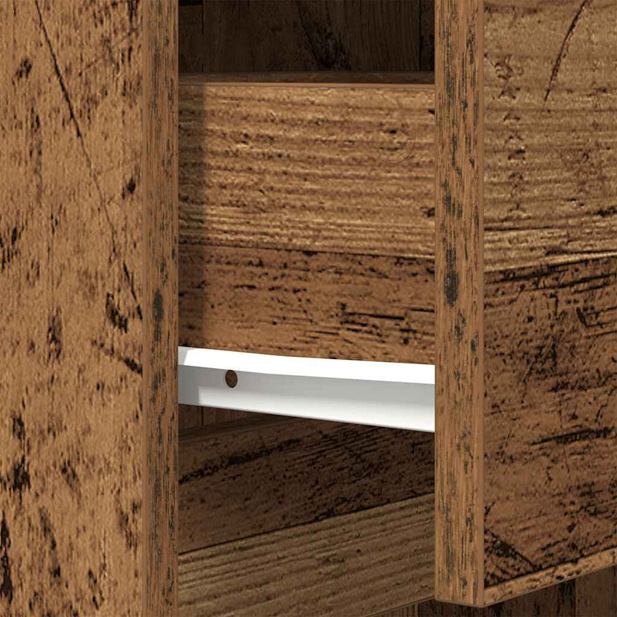 Nachtkastje 39x35x125 cm bewerkt hout oud houtkleurig