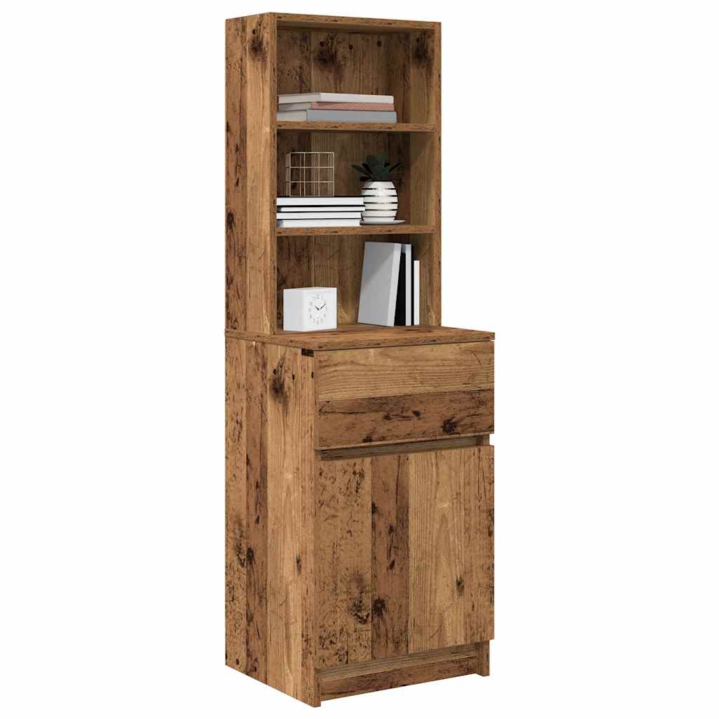 Nachtkastje 39x35x125 cm bewerkt hout oud houtkleurig