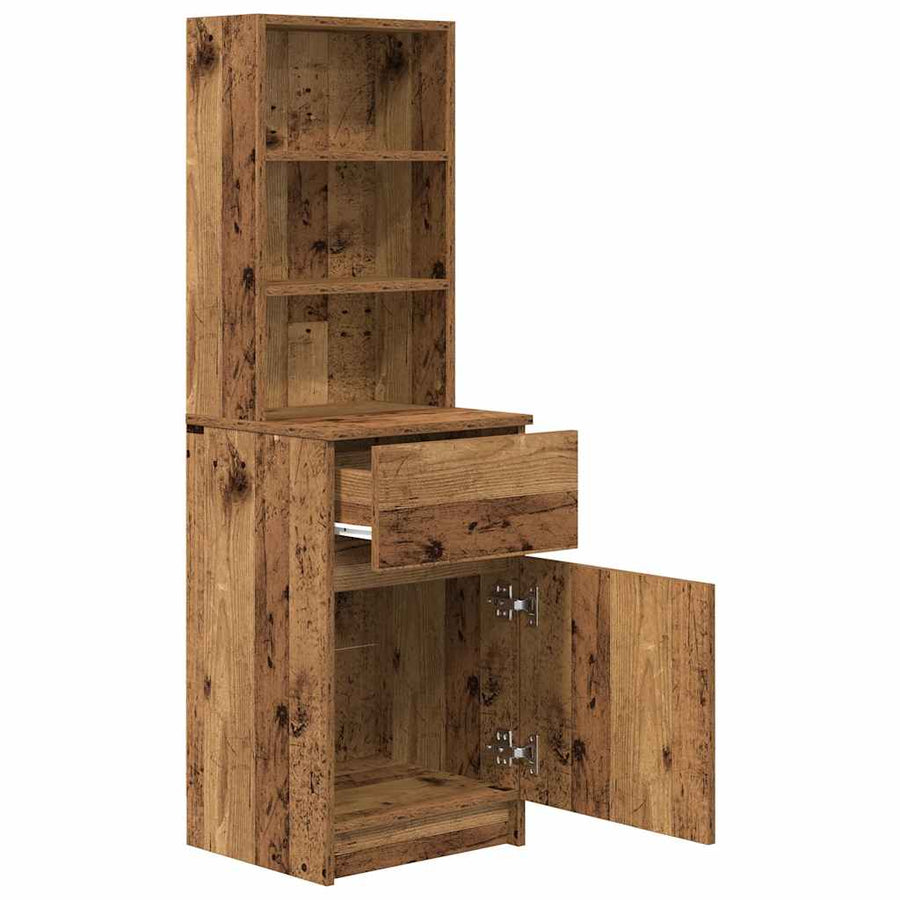 Nachtkastje 39x35x125 cm bewerkt hout oud houtkleurig
