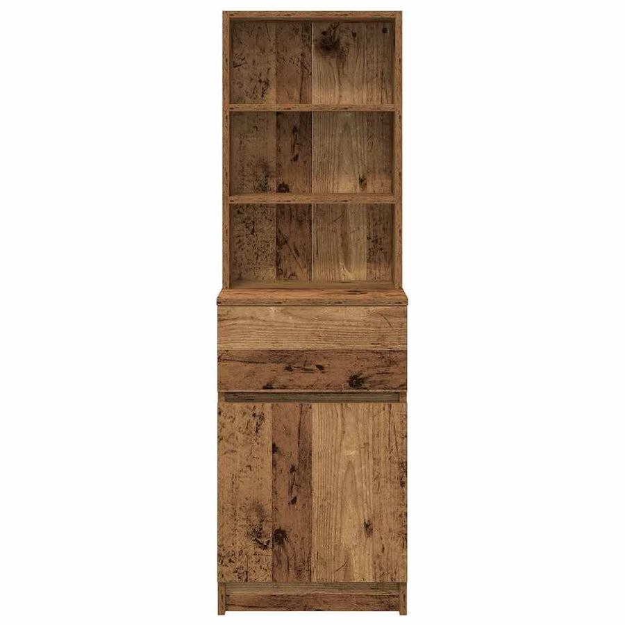Nachtkastje 39x35x125 cm bewerkt hout oud houtkleurig