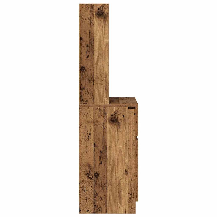 Nachtkastje 39x35x125 cm bewerkt hout oud houtkleurig