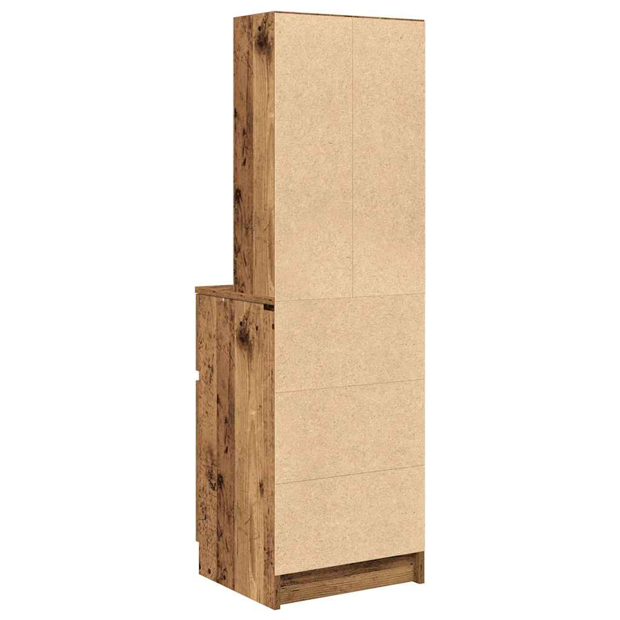 Nachtkastje 39x35x125 cm bewerkt hout oud houtkleurig