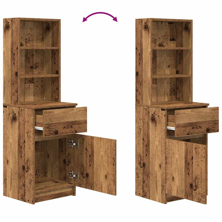 Nachtkastje 39x35x125 cm bewerkt hout oud houtkleurig