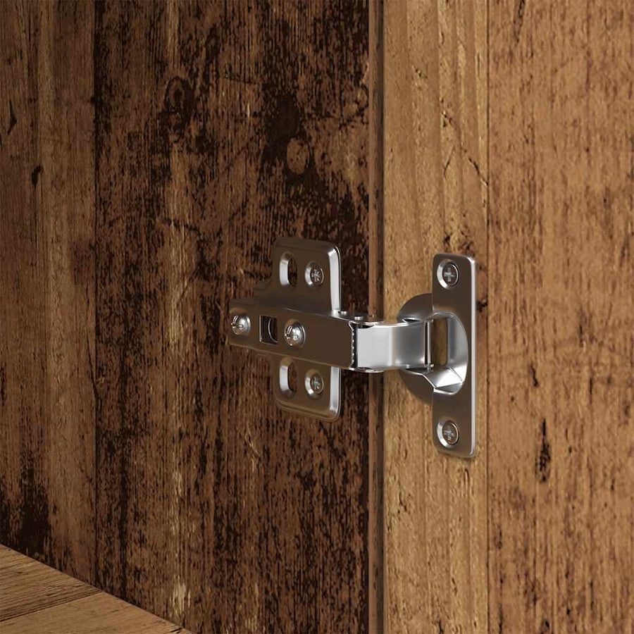 Nachtkastje 39x35x125 cm bewerkt hout oud houtkleurig