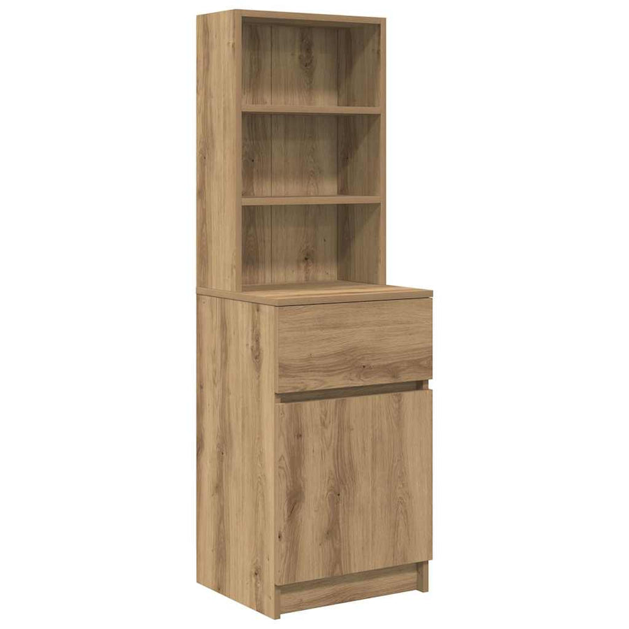 Nachtkastje 39x35x125 cm bewerkt hout artisanaal eikenkleur
