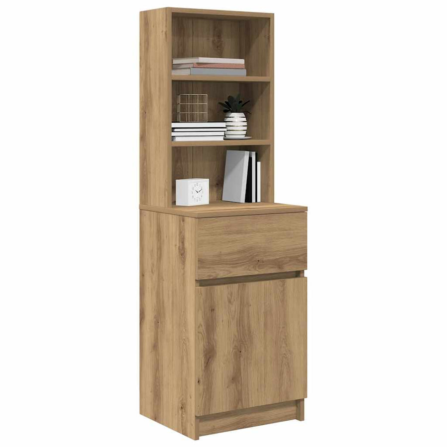 Nachtkastje 39x35x125 cm bewerkt hout artisanaal eikenkleur