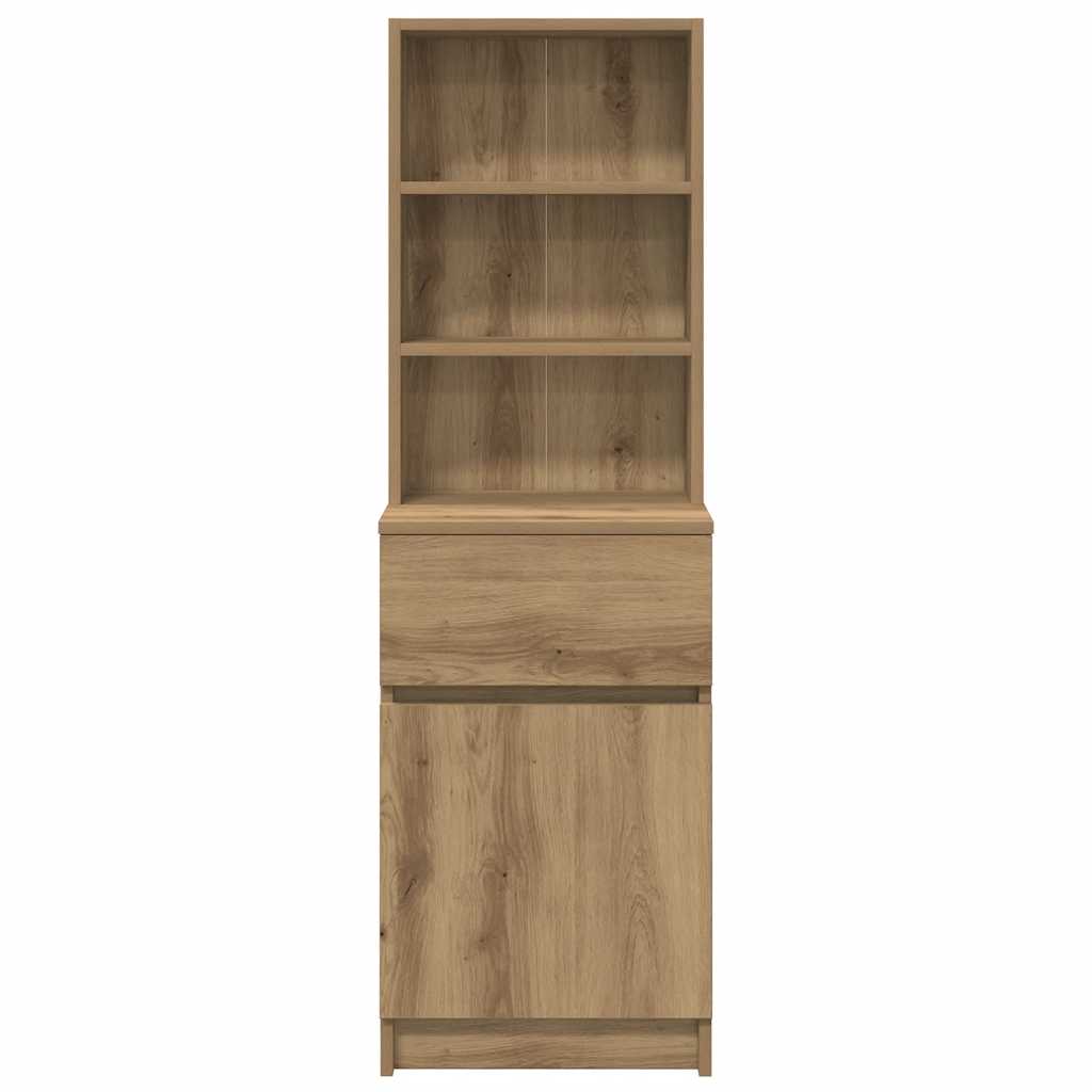 Nachtkastje 39x35x125 cm bewerkt hout artisanaal eikenkleur