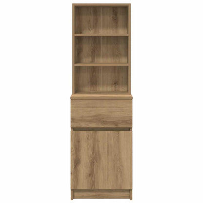Nachtkastje 39x35x125 cm bewerkt hout artisanaal eikenkleur