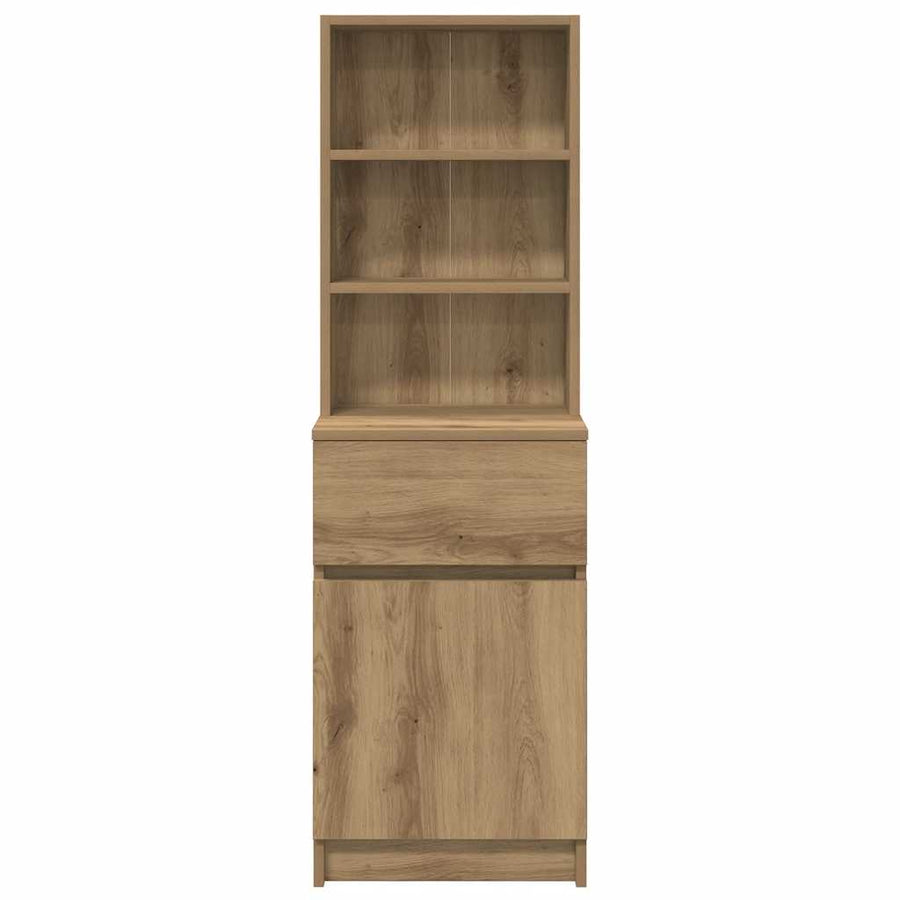 Nachtkastje 39x35x125 cm bewerkt hout artisanaal eikenkleur