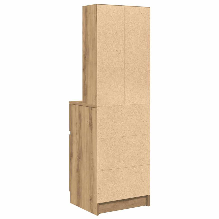 Nachtkastje 39x35x125 cm bewerkt hout artisanaal eikenkleur