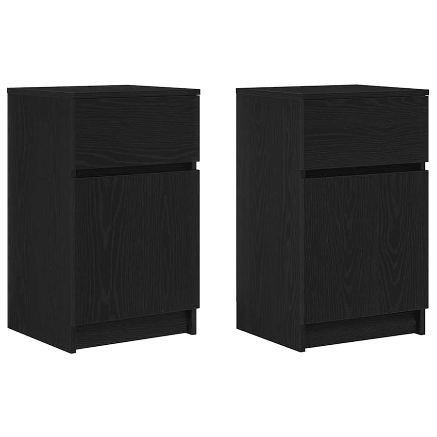 Nachtkastjes 2 st 39x35x65 cm bewerkt hout zwart