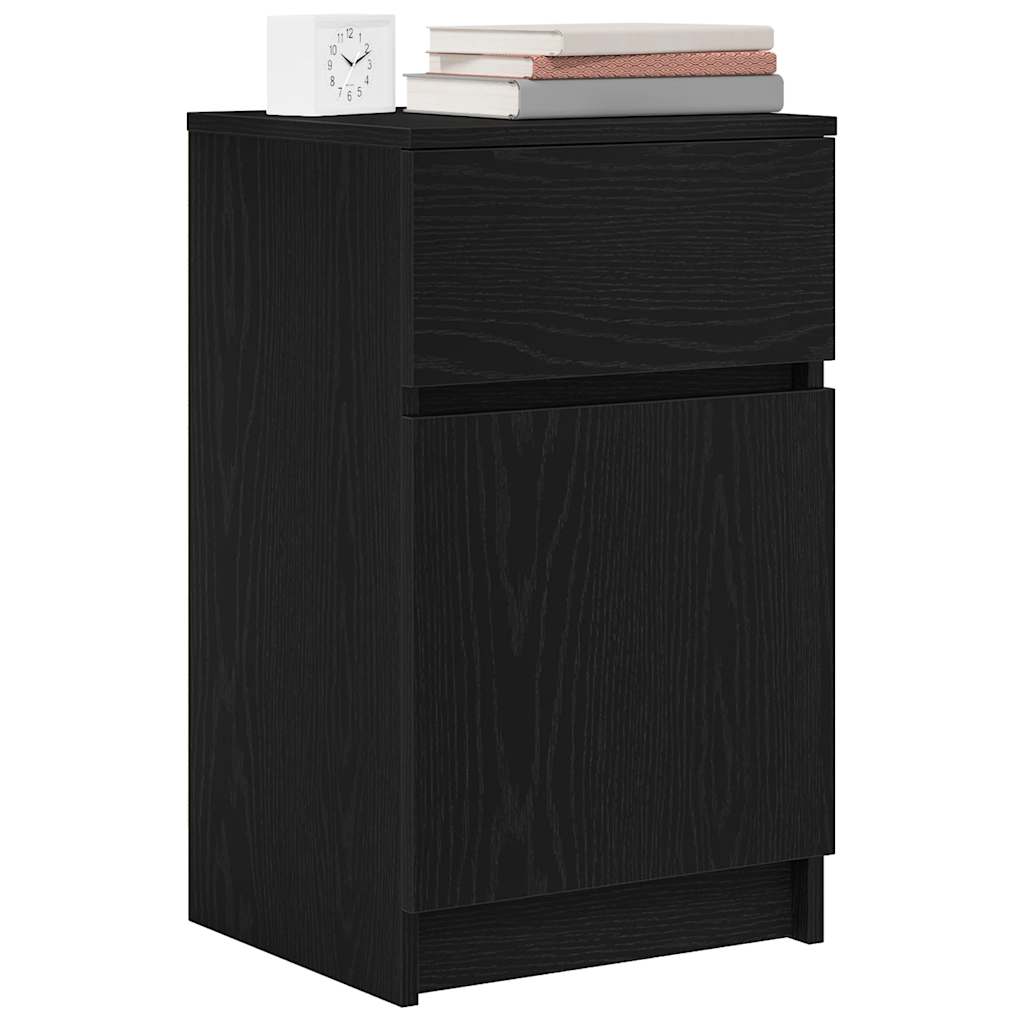 Nachtkastjes 2 st 39x35x65 cm bewerkt hout zwart
