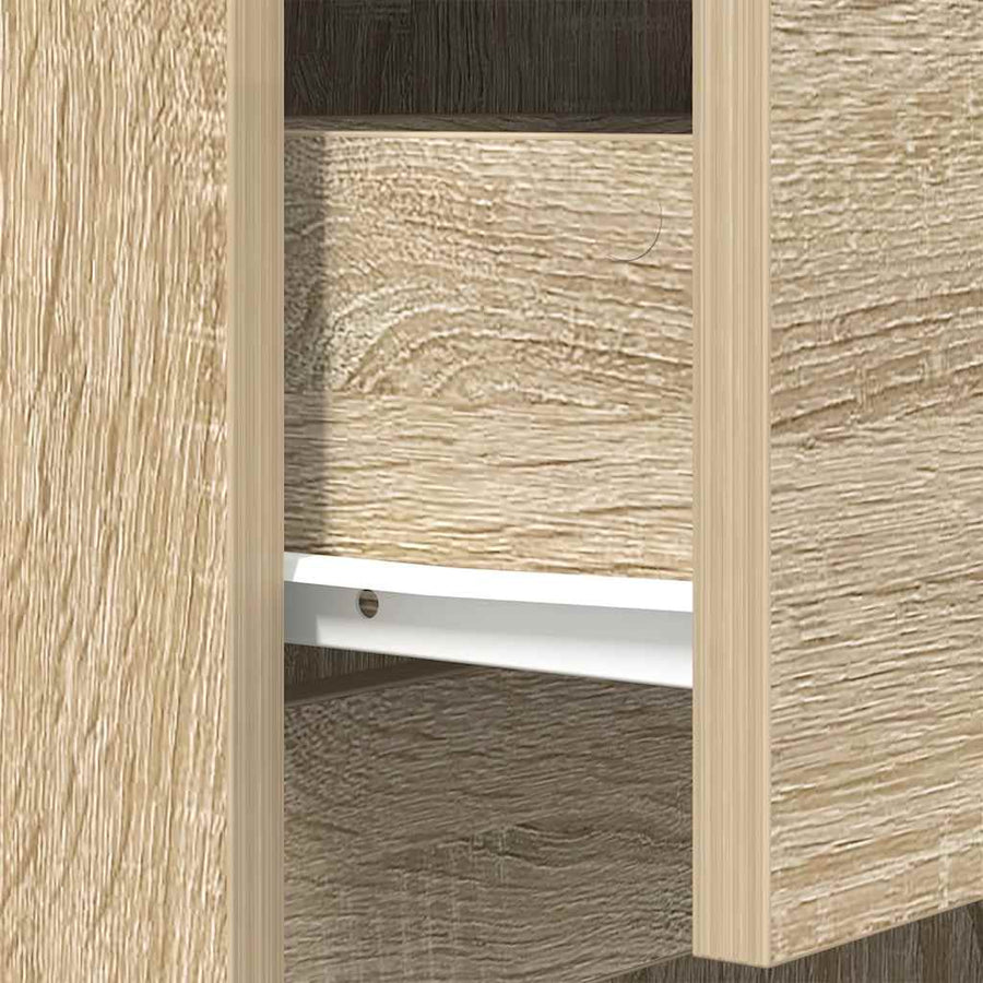 Nachtkastje 39x35x65 cm bewerkt hout sonoma eikenkleurig