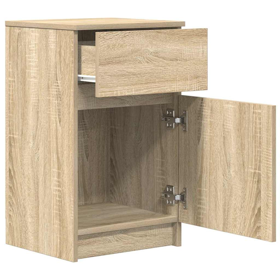 Nachtkastje 39x35x65 cm bewerkt hout sonoma eikenkleurig
