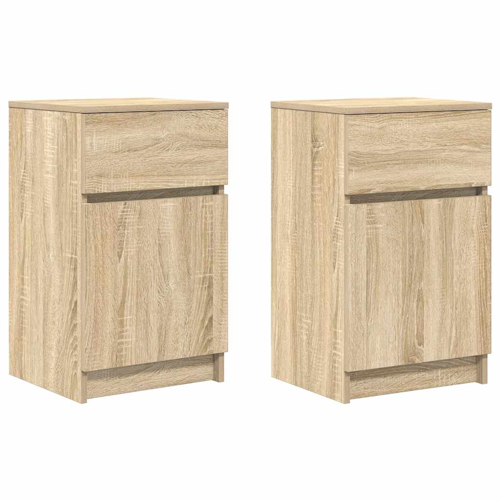 Nachtkastjes 2 st 39x35x65 cm bewerkt hout sonoma eikenkleurig