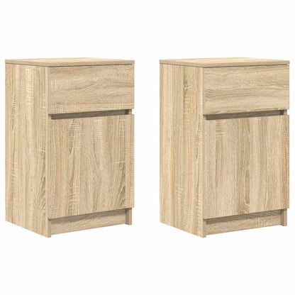 Nachtkastjes 2 st 39x35x65 cm bewerkt hout sonoma eikenkleurig