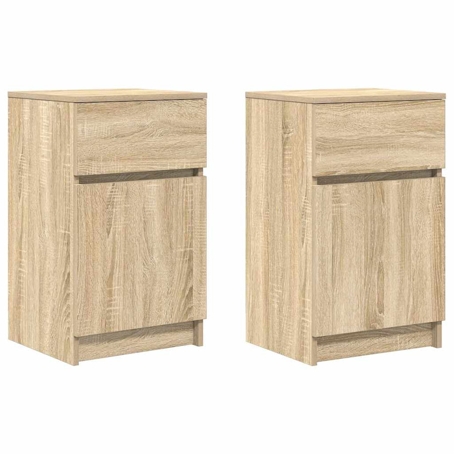 Nachtkastjes 2 st 39x35x65 cm bewerkt hout sonoma eikenkleurig